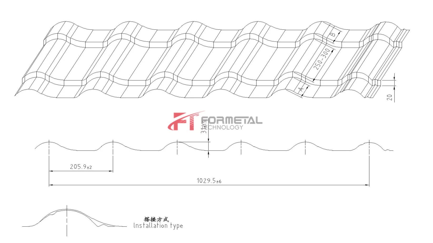 Glazed Roof Tile Roll Forming Machine